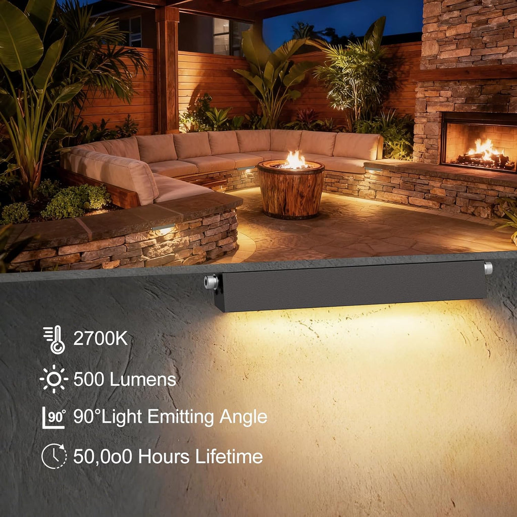 JESLED 12 Pack 7inch LED Retaining Wall Lights, 5W Landscape Lighting, LED Hardscape Lighting,12V Paver Lights Low Voltage Hardscape Lights, 5W Outdoor Step Lights, 2700K Warm White, Waterproof