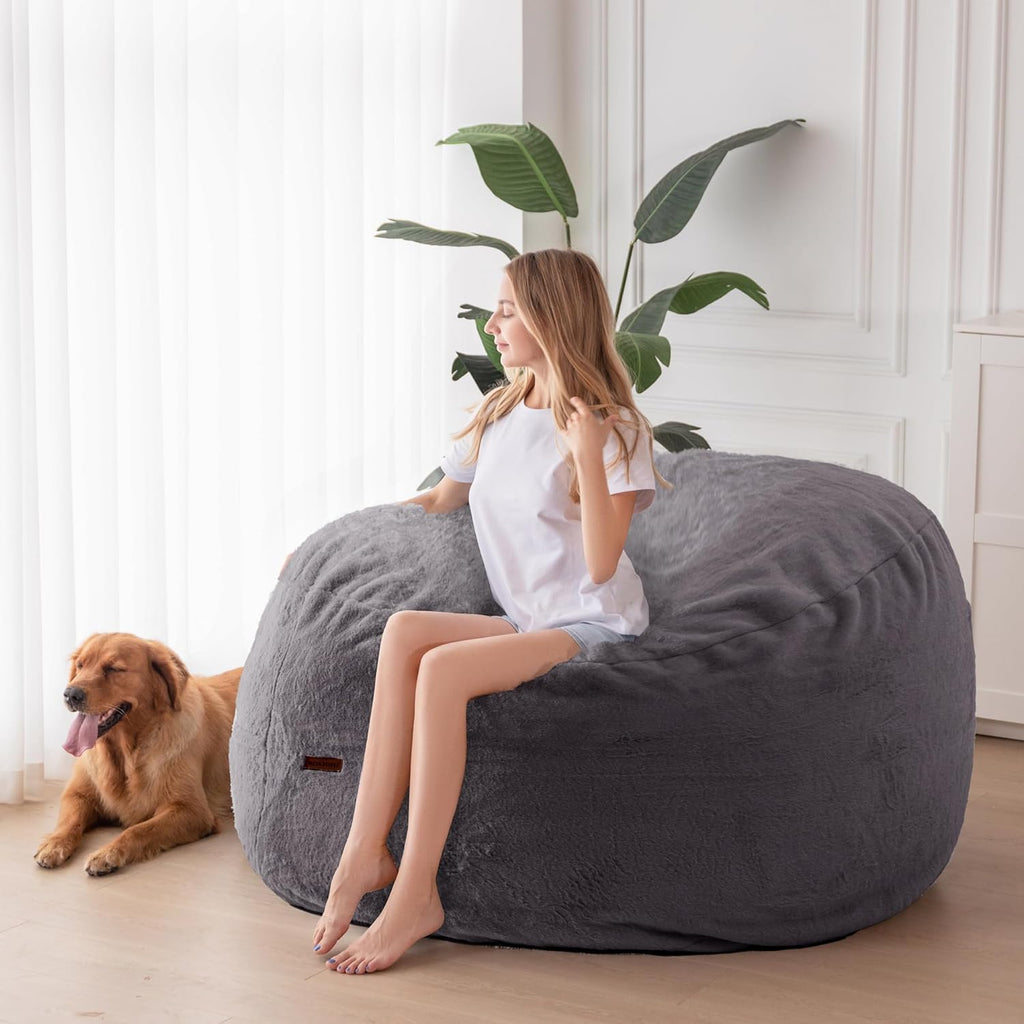 MAXYOYO Giant Bean Bag Chair Bed for Adults, Convertible Beanbag Folds from Lazy Chair to Floor Mattress Bed, Large Floor Sofa Couch, Big Sofa Bed, High-Density Foam Filling, Machine Washable