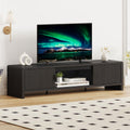FATORRI TV Stand for 75/65/55 Inch TVs, Mid Century Modern Entertainment Center with Storage, Wooden Television Media Console Cabinet with Fluted-Door for Living Room, Bedroom (63 Inch W, Black)