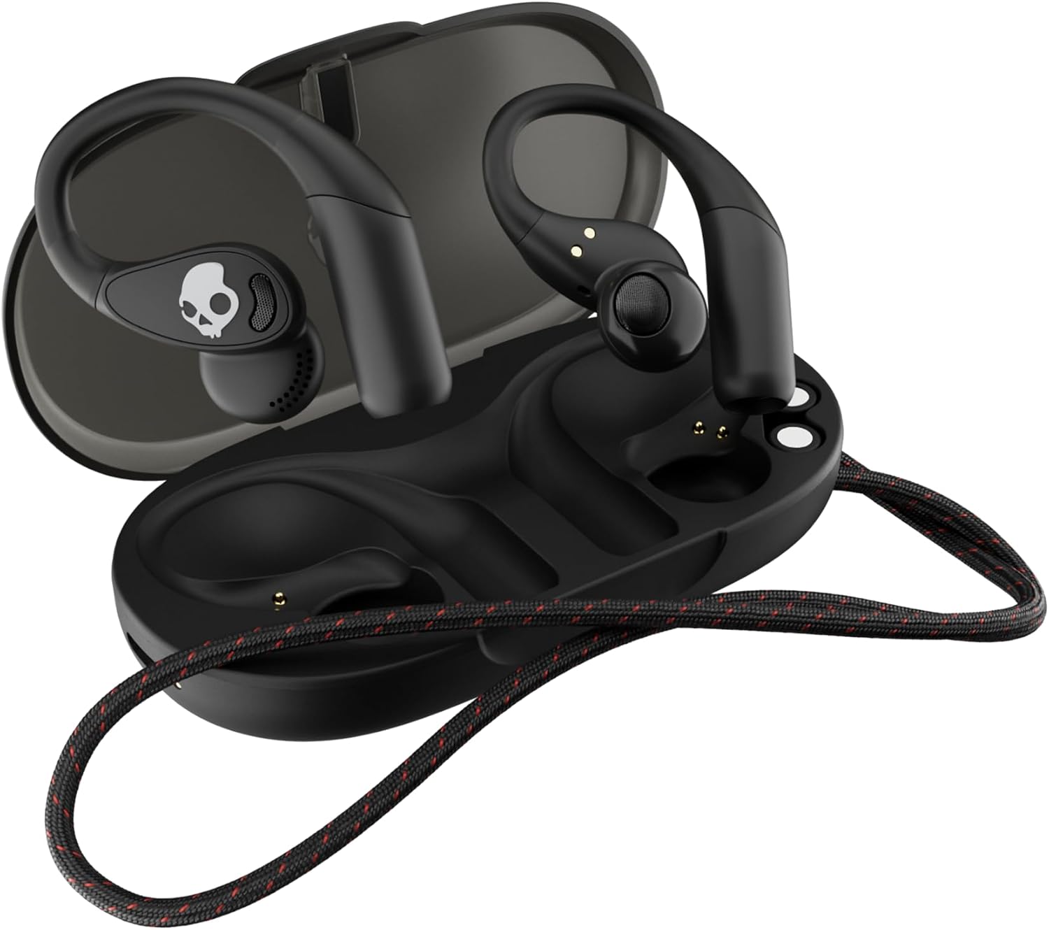 Skullcandy Push 540 Open Wireless Open-Ear Bluetooth Earbuds, Headphones, Sweat and Water Resistant, 42 Hours Battery, Detachable Neckband, Secure Fit, Microphone for iPhone Android - True Black
