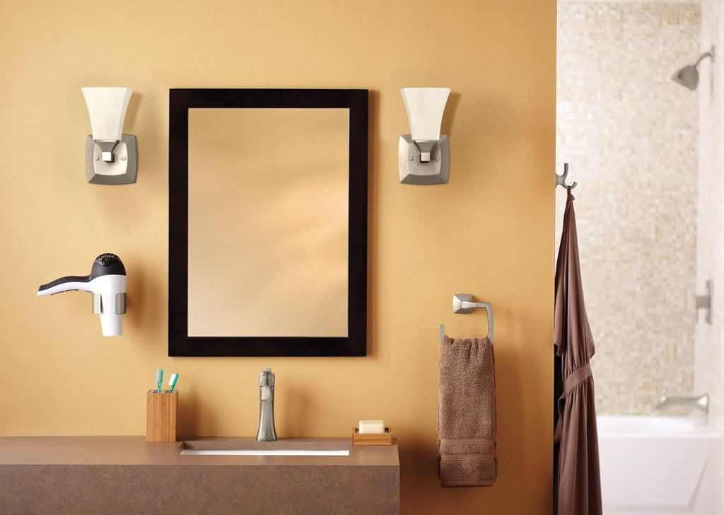 Moen YB5161BN Voss 1-Light Dual-Mount Bath Bathroom Vanity Fixture with Frosted Glass, Brushed Nickel