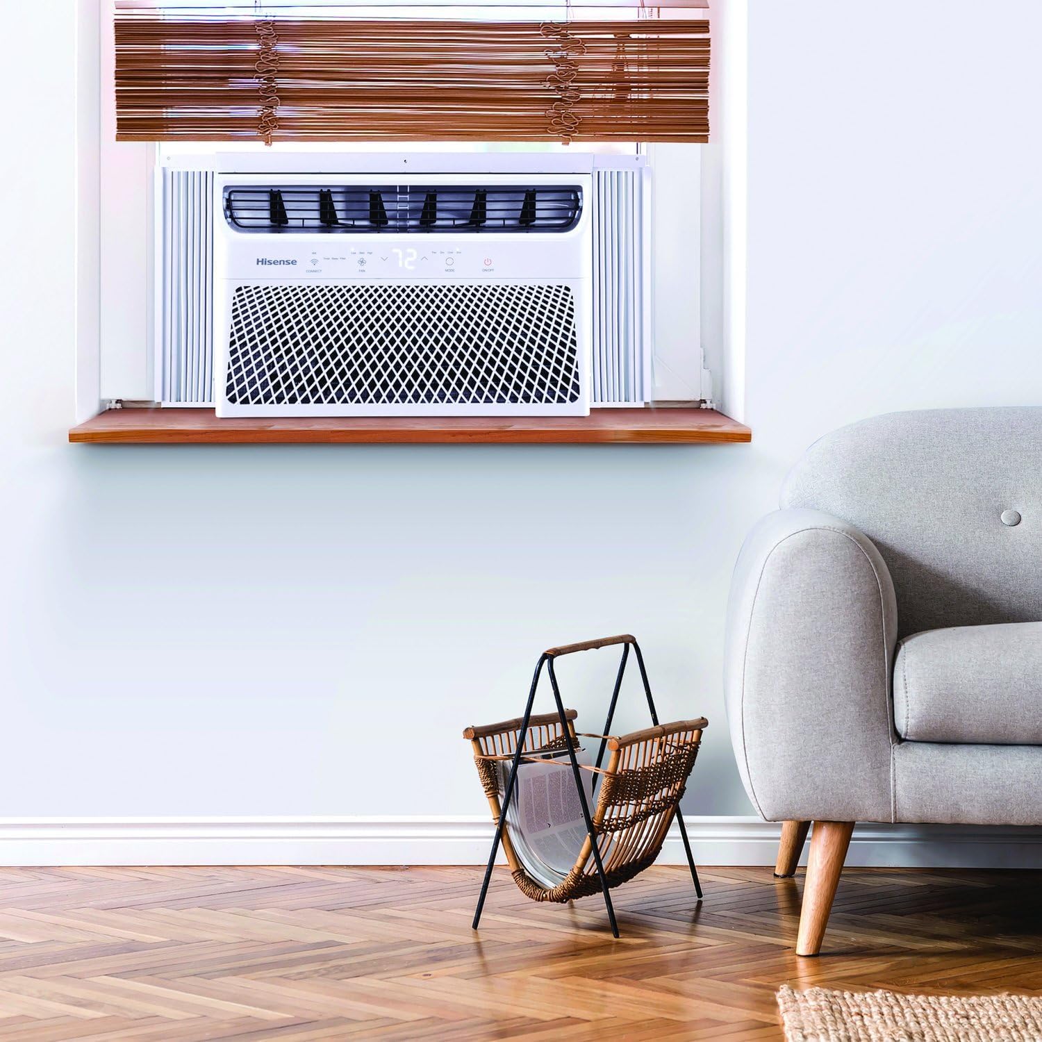 Hisense 8000 BTU Window Air Conditioner Unit for Bedroom Garage Single Living Room, Small Ultra Slim Smart WiFi AC with Dehumidifier Fan, Air conditioner for home 350 Sq. Ft.