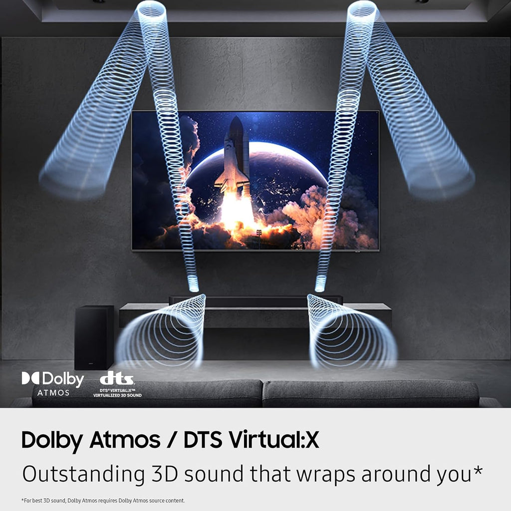 Samsung Q-Series Soundbar HW-Q600F 3.1.2ch with Wireless Subwoofer, Dolby Atmos/DTS Virtual:X, Q-Symphony, SpaceFit Sound Pro, Adaptive Sound, Game Mode Pro, Bluetooth, (2025 Model)