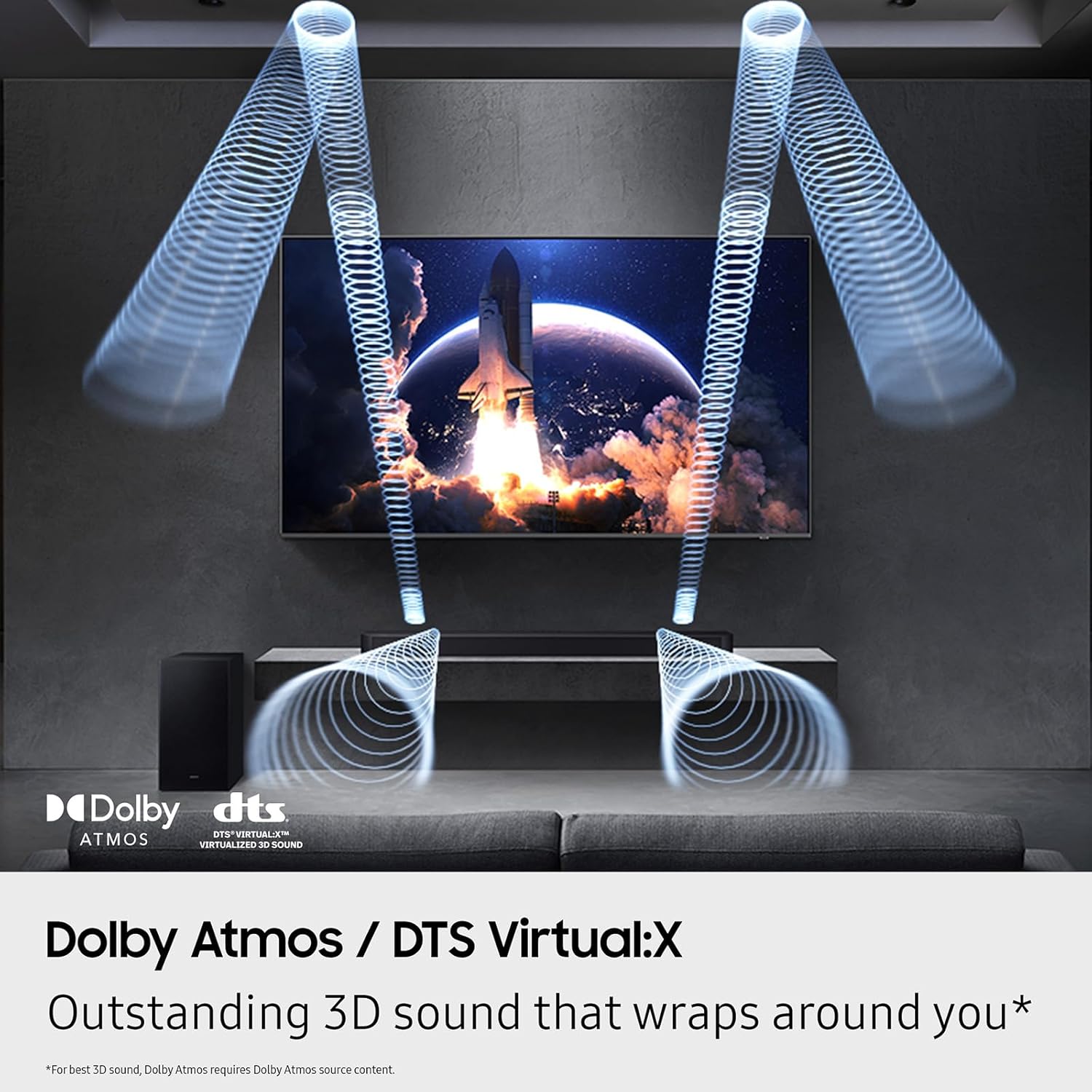 Samsung Q-Series Soundbar HW-Q600F 3.1.2ch with Wireless Subwoofer, Dolby Atmos/DTS Virtual:X, Q-Symphony, SpaceFit Sound Pro, Adaptive Sound, Game Mode Pro, Bluetooth, (2025 Model)