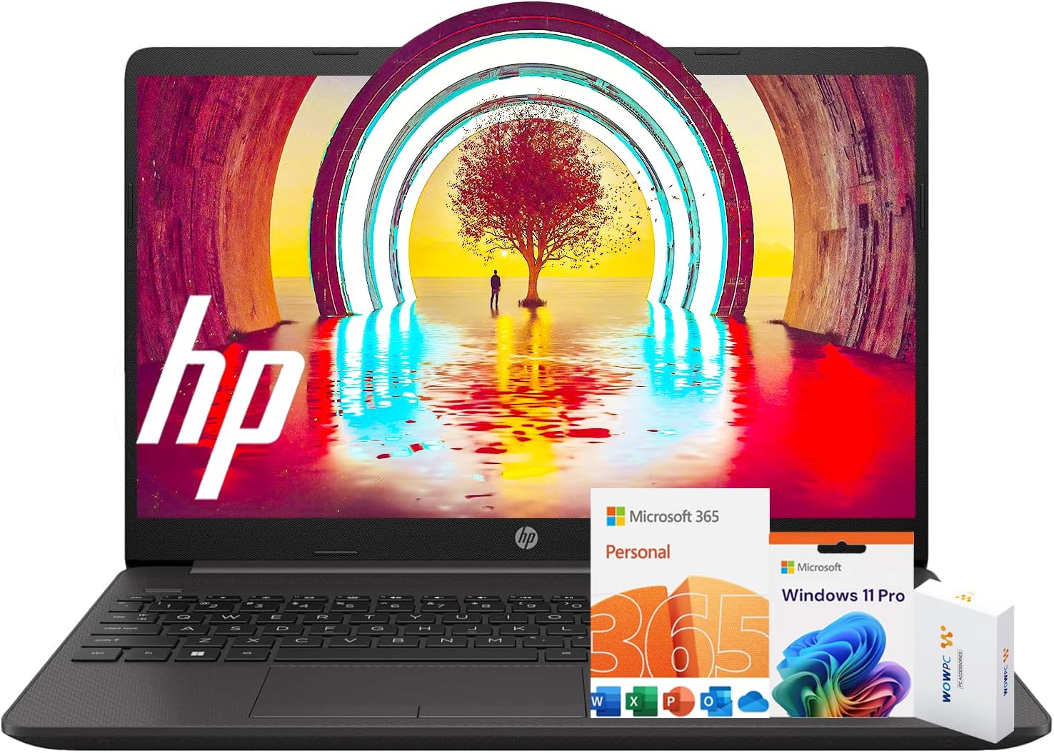 HP 15 Laptop(Include 1 Year Office 365), 16GB RAM, 256GB SSD, 15.6" FHD 1080p IPS Display, AMD Athlon Silver 3050U Processor, Ethernet Port RJ-45, SD Card Reader, Windows 11 Pro, WOWPC Recovery USB