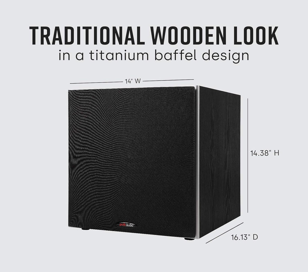 Polk Audio PSW10 10" Powered Subwoofer Home Audio – Power Port Tech, Up to 100 Watts, Big Bass in Compact Design, Easy Setup with Home Theater, Timbre-Matched with Monitor & T-Series Polk Speakers