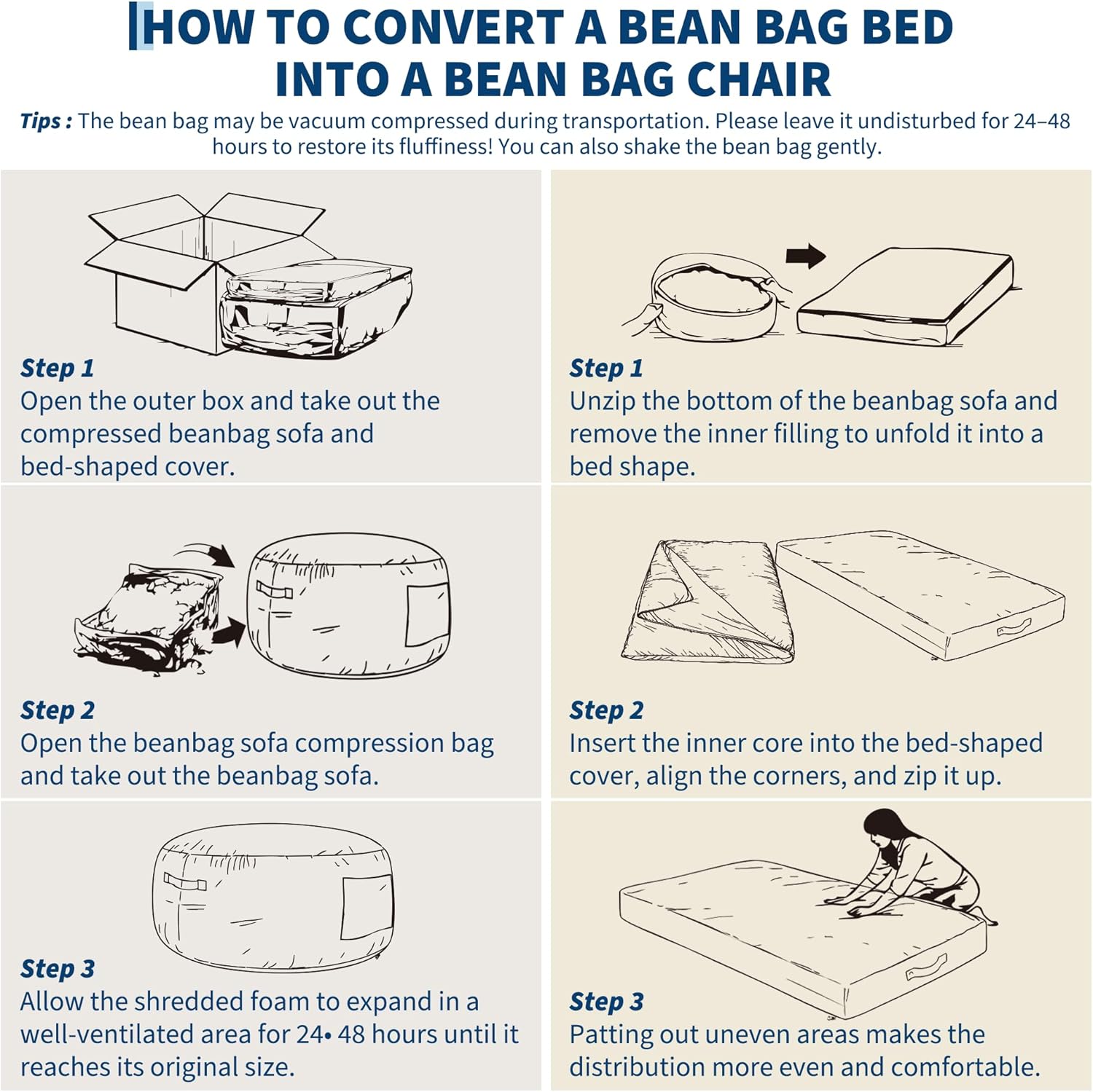 4 in 1 Adult Bean Bag Chair, 4ft Large Beanbag Chair with High Rebound Memory Foam Filler and Removable Cover, Oversized Comfy Flannel Bean Bag Couch Bed Lazy Sofa for Adults Teens, Beige