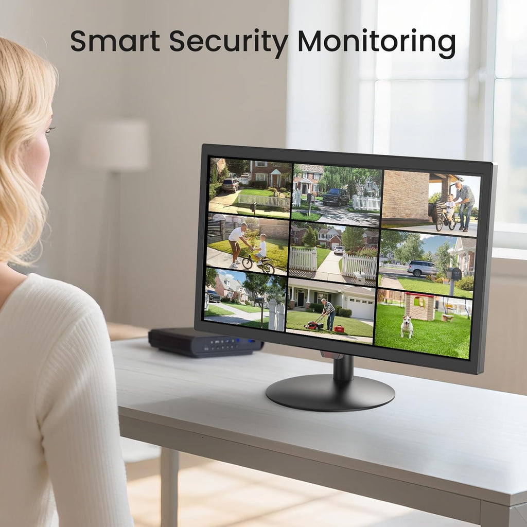 Eyoyo Security Camera Monitor 22-inch, 1080P FHD 75Hz LED PC Screen with HDMI VGA AV BNC USB Inputs, Built- in Speakers, Video Monitor for CCTV NVR DVR