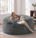 5FT Bean Bag Chair Giant Beanbag Chairs for Adults with Memory Foam Removable Cover Luxurious Braided Fabric, Adult Bean Bag Chairs for Living Room Bedroom Gaming Dorm Office（Grey,5FT-50"*50"*24"）