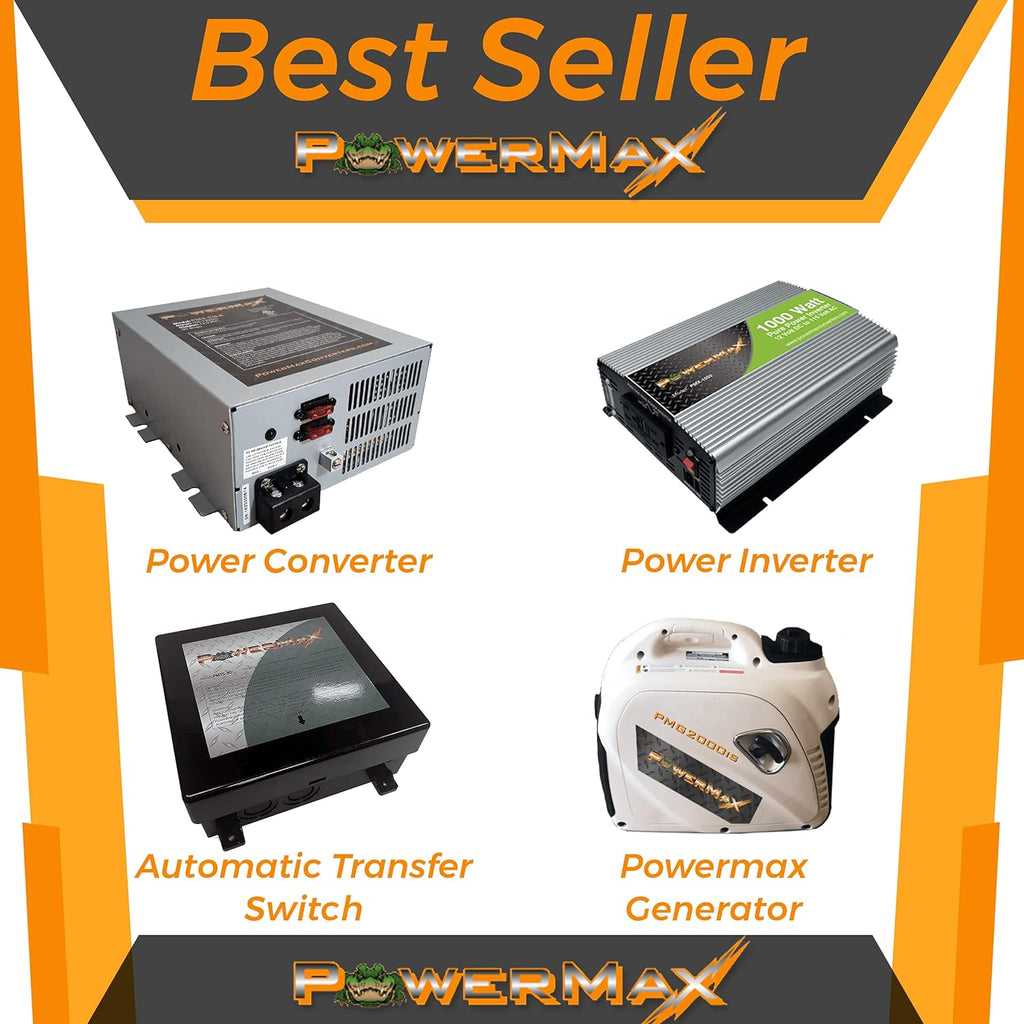 PowerMax PMBC 100 Amp 12V Battery Charger/Maintainer, Flash Reprogrammer & Adjustable Power Supply w/ 15ft Cables, Voltage Display & Mounting Brackets for RV, 12V Car Audio, Boat Motors & LED + House