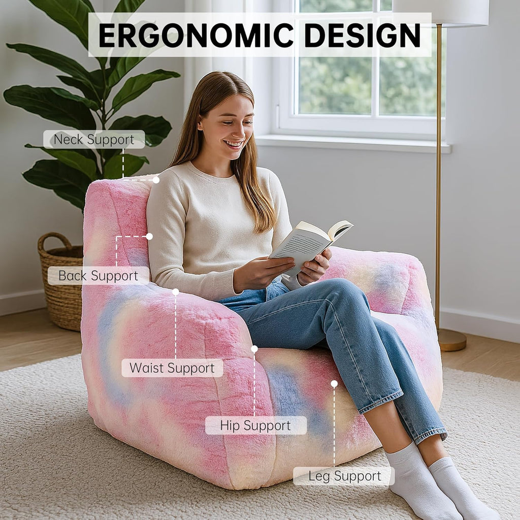 Recaceik Bean Bag Chairs, Giant Bean Bag Chair for Bedroom, Living Room (Rainbow)