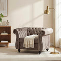 Christopher Knight Home Kitty Chesterfield Club Chair with Solid Wood Frame, Velvet Upholstered Living Room Chair, Button-Tufted Diamond Stitch Single Sofa, Nailhead Accent, Black + Dark Brown