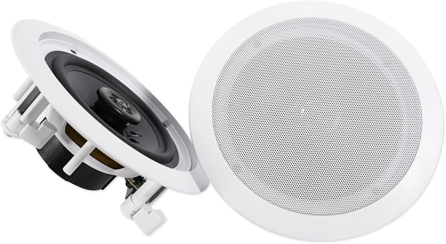 Rockville HC655 6.5 in 500 Watt 2-Way in-Ceiling Home Theater Speakers 8 Ohm, Aim-able Swivel Tweeter, Paintable Grills, Clear Audio, for Home Theater and Multi-Room Audio, 5-Pairs