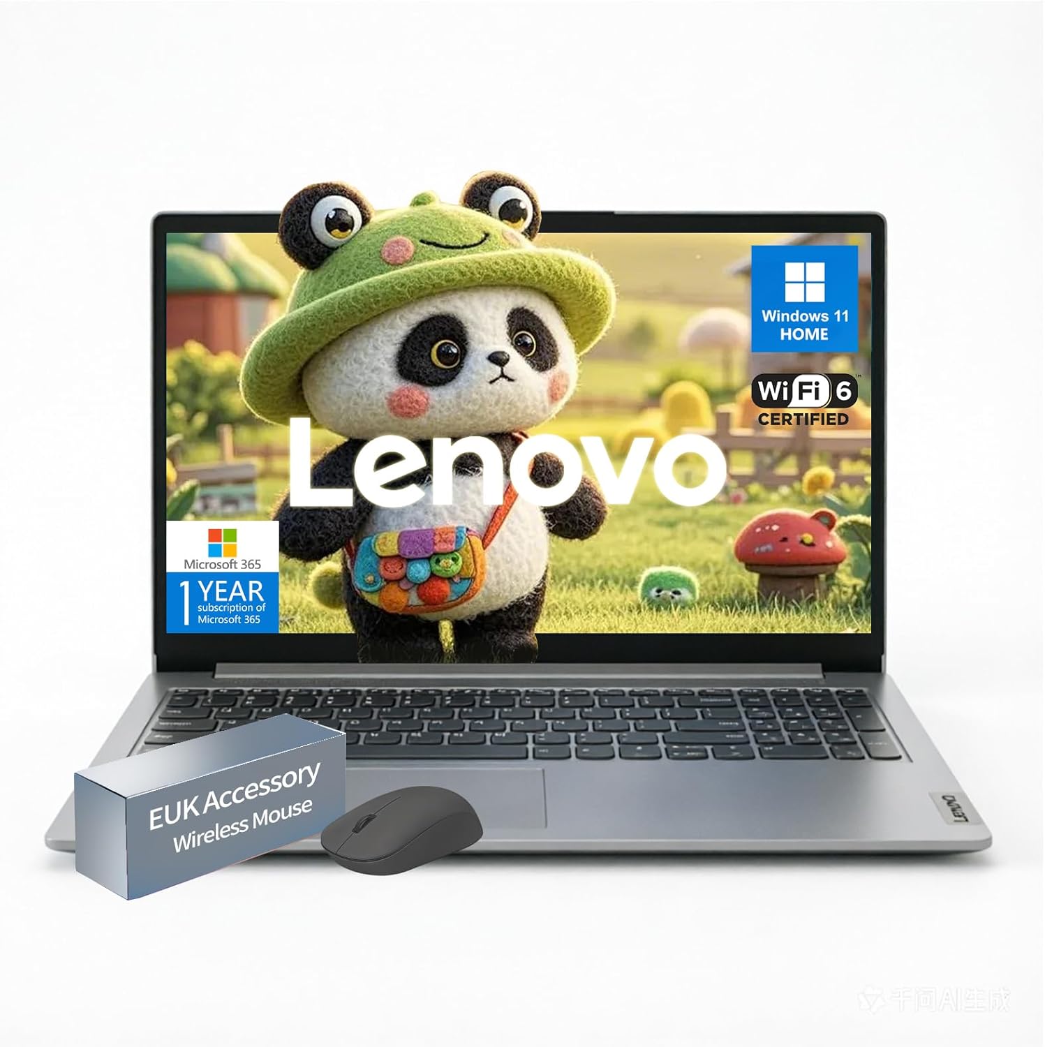 Lenovo Ideapad 15.6" Laptop,8GB RAM,128GB eMMC,Intel Multi-Core,HD+ Display,Office 365,Numeric Keypad,Wi-Fi 6,Windows 11 Home,EUK Accessories,Grey