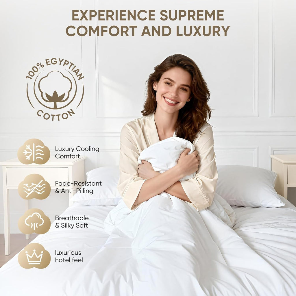 TWK 1200 Thread Count Egyptian Cotton 100% Bed Sheet Set, Solid Thickness, Long-Lasting Durable Construction, Resists Pilling, 18" Deep Pocket Capacity