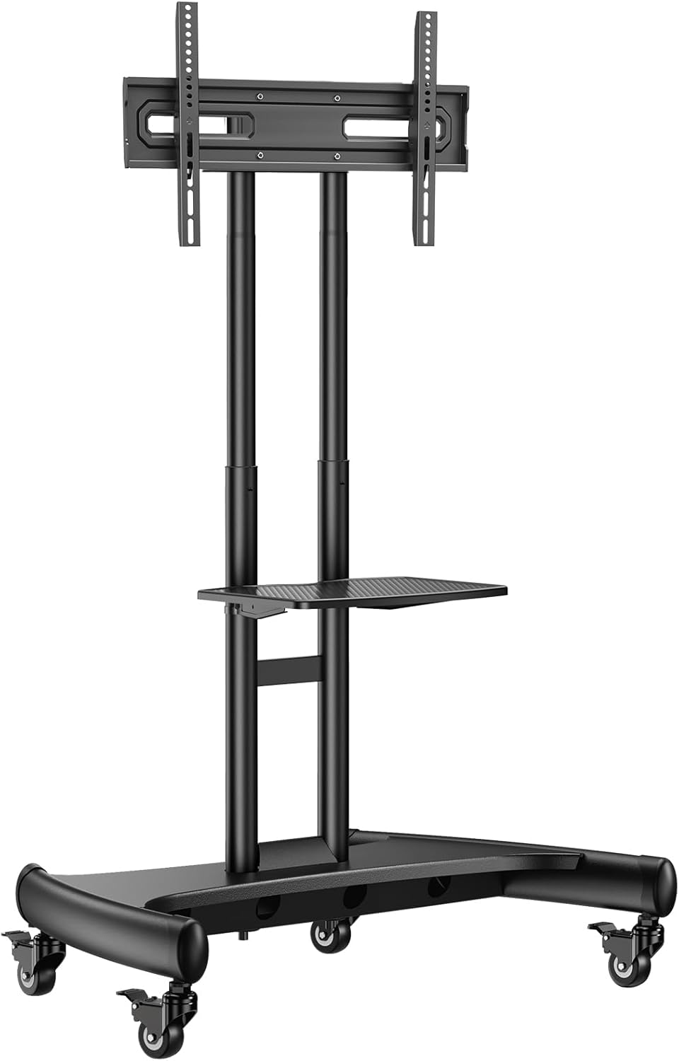Perlegear Mobile TV Cart for 32-82 Inch Flat/Curved LED/LCD/OLED TVs Rolling TV Stand with Height Adjustable Shelf Max VESA 600x400mm up to 100lbs- Outdoor TV Stand Trolley with Wheels PGTVMC05-1