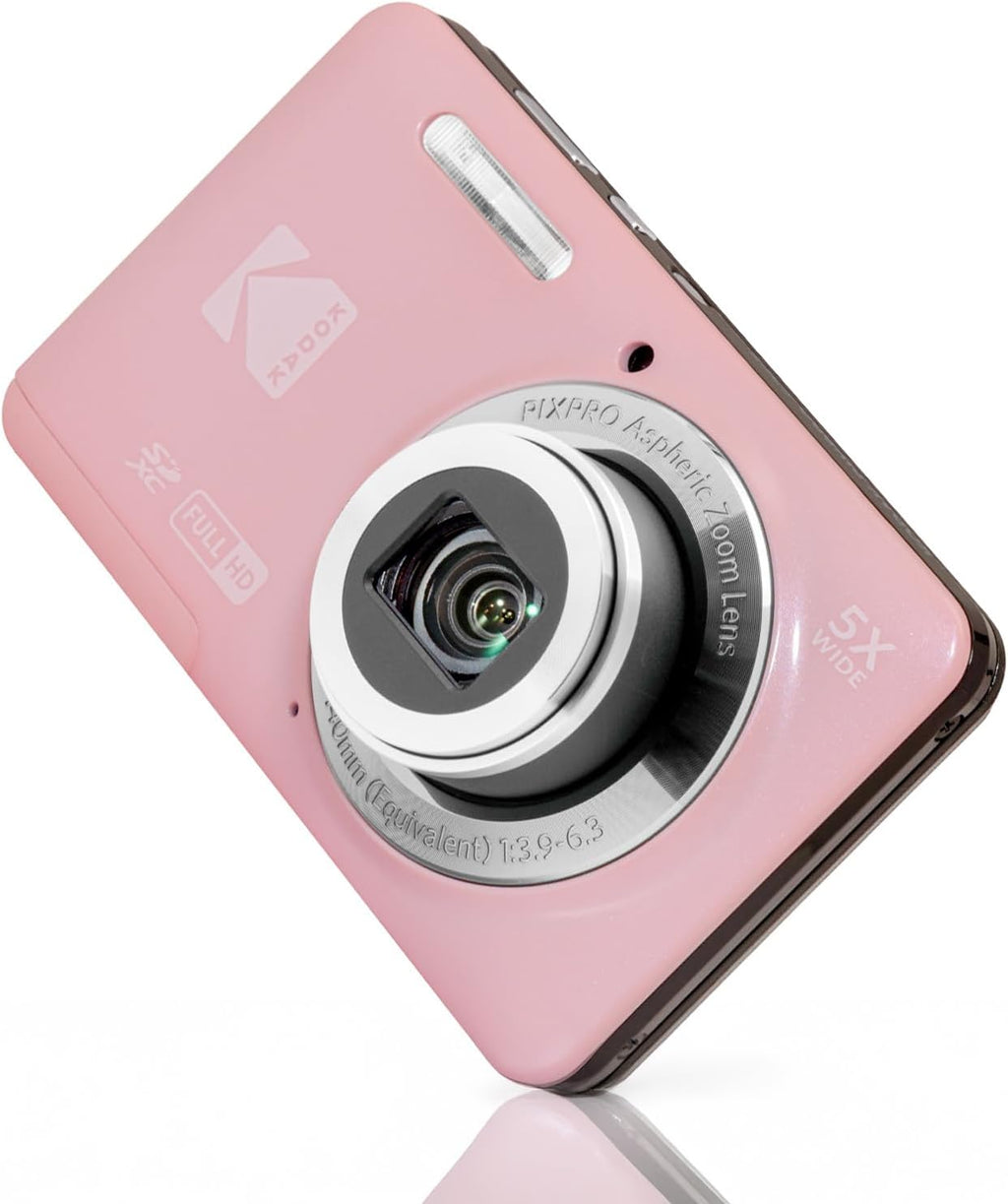 Kodak PixPro Friendly Zoom FZ55 16MP 1080p Full HD Digital Camera with 5X Optical Zoom Vlogging Camera (Pastel Pink)