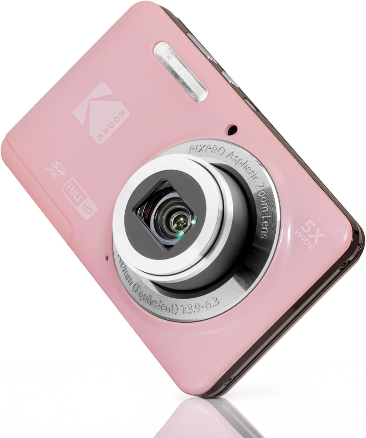 Kodak PixPro Friendly Zoom FZ55 16MP 1080p Full HD Digital Camera with 5X Optical Zoom Vlogging Camera (Pastel Pink)