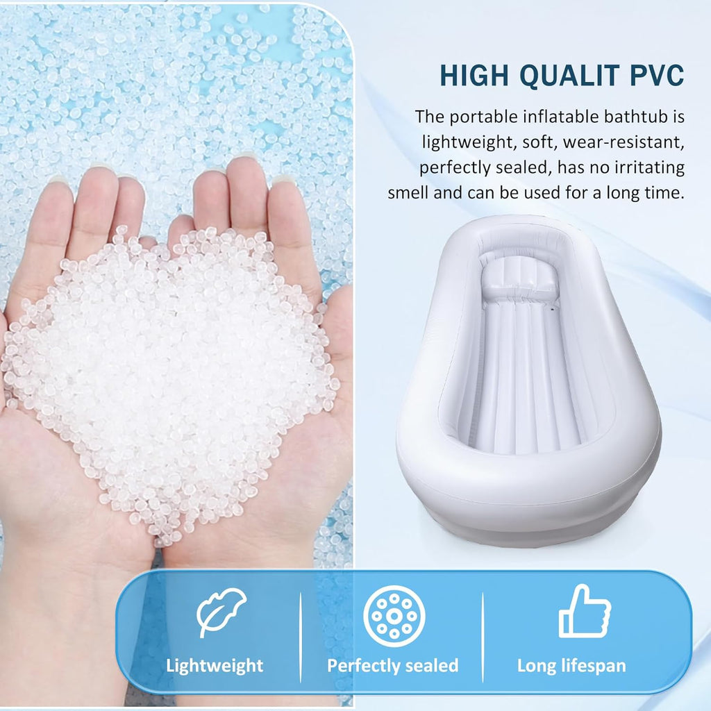 Bedside Shower Bath Kit,Inflatable Bed Bath,Medical grade PVC Bedside Shower Bathtub Kit,Bed Baths for the Disabled,Suitable for Disabled People, Elderly Pregnant Women, Etc (Double layer)