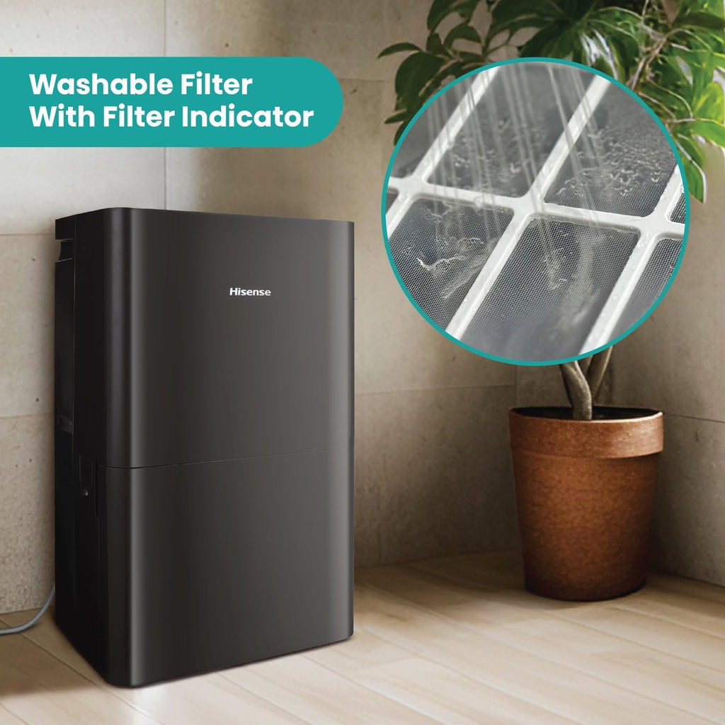 Hisense 50 Pint Portable Dehumidifier with Built-In Pump in Black, Energy Efficient Quiet Humidity Absorber for Bathroom Bedroom Garage Attic Home House Crawl Space Closet