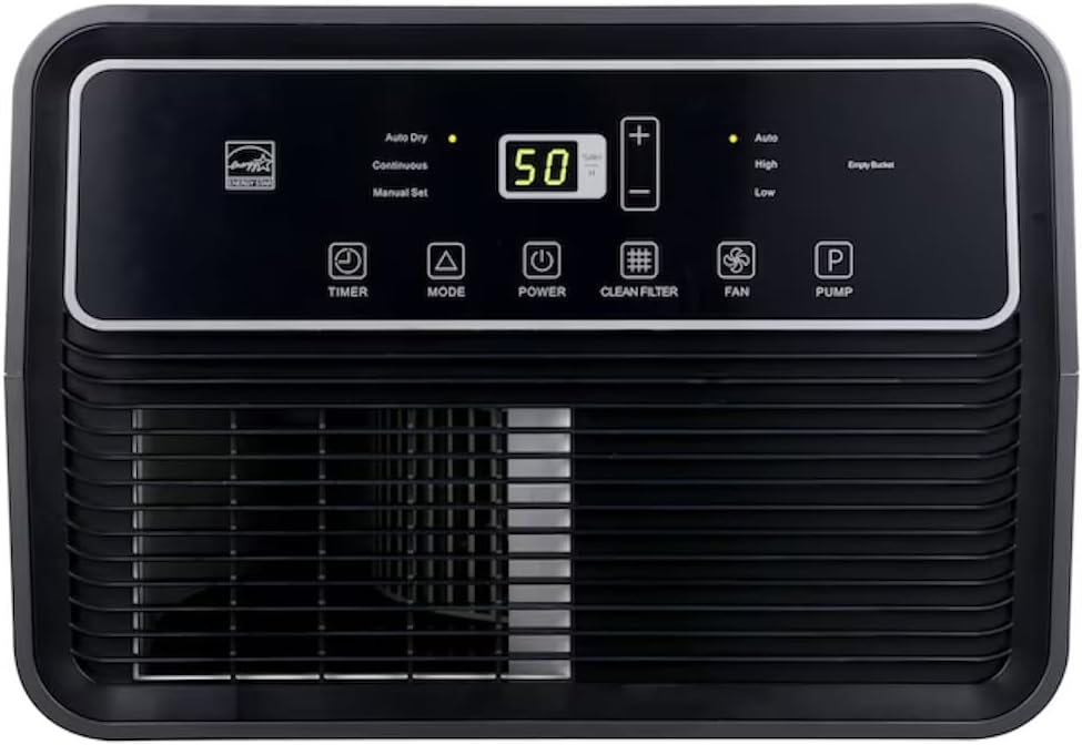 Hisense 50-Pint 3-Speed Built-in Pump Dehumidifier, 3 Modes (Auto, Continuous, Manual), LED display, Noise level 48 dB, up to 4500 sq ft, 115v – DH7021KP1G (Renewed)