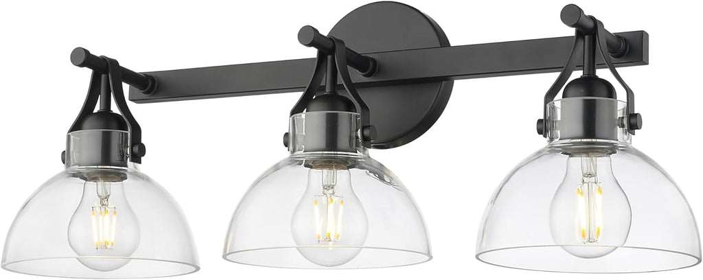ML Lighting | 24103-MB | Indoor 3 Light Vanity in Matte Black with Clear Glass Shade | Elegant and Versatile Design for Any Bathroom