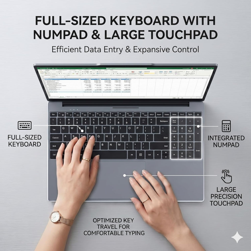 Laptop Computer 15.6 inch, Compatible with Windows 11, Core CPU(Beats Pentium, Celeron), Up to 3.4GHz, 4GB RAM, 128GB SSD, Up to 2TB, 15.6" FHD IPS 1920x1080, for Students, Business