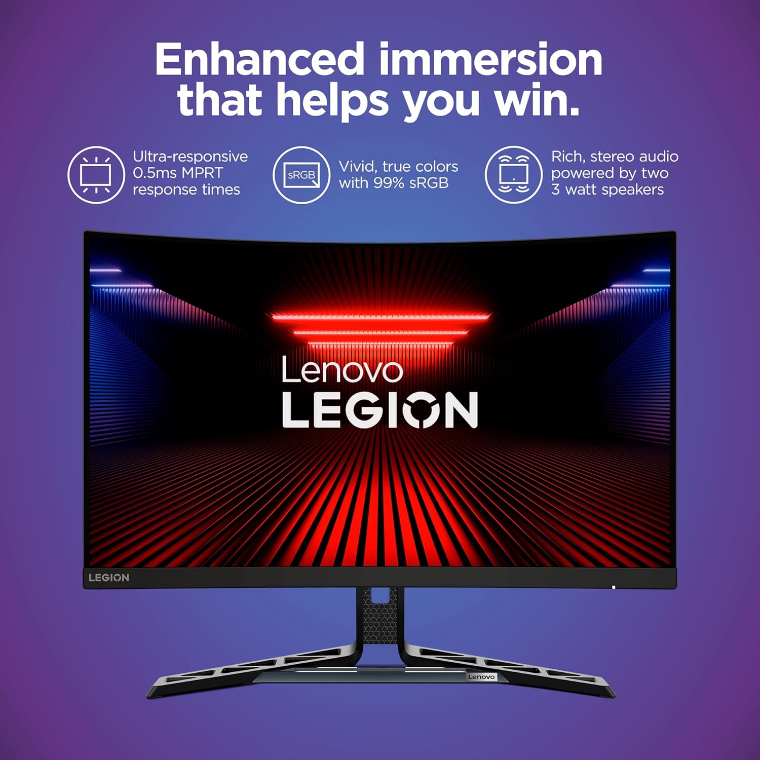Lenovo Legion R27fc-30 Gaming Monitor, 27" FHD Curved, 280Hz, 0.5ms MPRT, AMD FreeSync, VESA Adaptive Sync, Lift/Tilt/Pivot/Swivel Stand, HDMI 2.1 and DisplayPort 1.4, 350 nits, Raven Black
