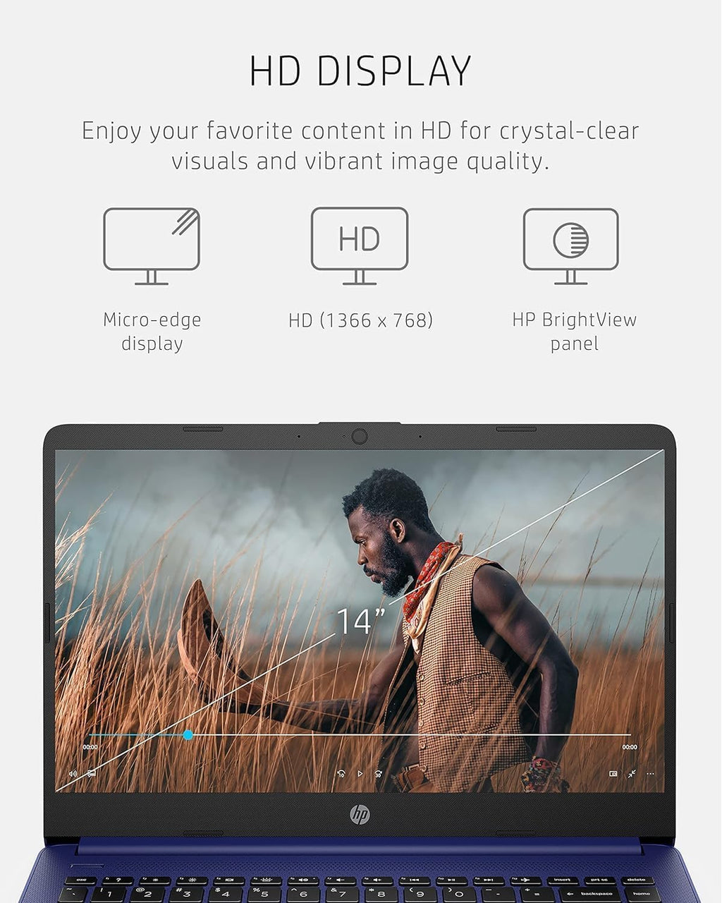 HP 14" HD Laptop | Back to School Limited Edition with 1 Year Microsoft 365 | Intel Quad-Core Processor | 8GB RAM | 576GB Storage | Long Battery Life | Indigo Blue | w/WOWPC Bundle | Windows 11