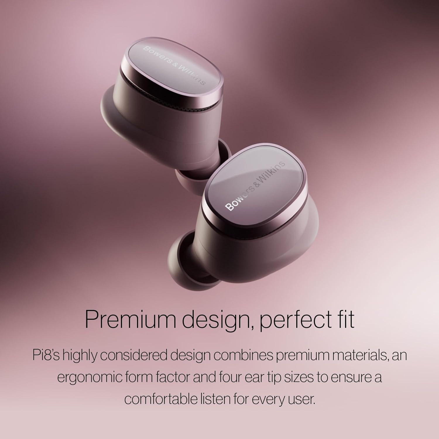 Bowers & Wilkins Pi8 Wireless Earbuds, Dark Burgundy, in-Ear Bluetooth Earphones with aptX Lossless Support, Active Noise Cancelling Earbuds, 3 Built-in Mics, 15-Min Quick Charging