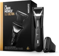 MANSCAPED® The Lawn Mower® 5.0 Ultra Groin & Body Hair Trimmer – Dual-Head SkinSafe® Trimmer & Foil Blades, Waterproof Wet/Dry Groomer, USB-C Rechargeable with Travel Case, Men's Ball Shaver, Black