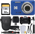 Kodak PIXPRO FZ55 Digital Camera (Blue) + 32GB Memory Card + Point and Shoot Camera Case + Extendable Monopod + Lens Cleaning Pen + LCD Screen Protectors + Table Top Tripod – Ultimate Bundle