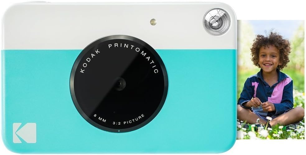 Kodak Printomatic Instant Camera Bundle (Blue) Zink Paper (20 Sheets) - Case - Photo Album - Hanging Frames.