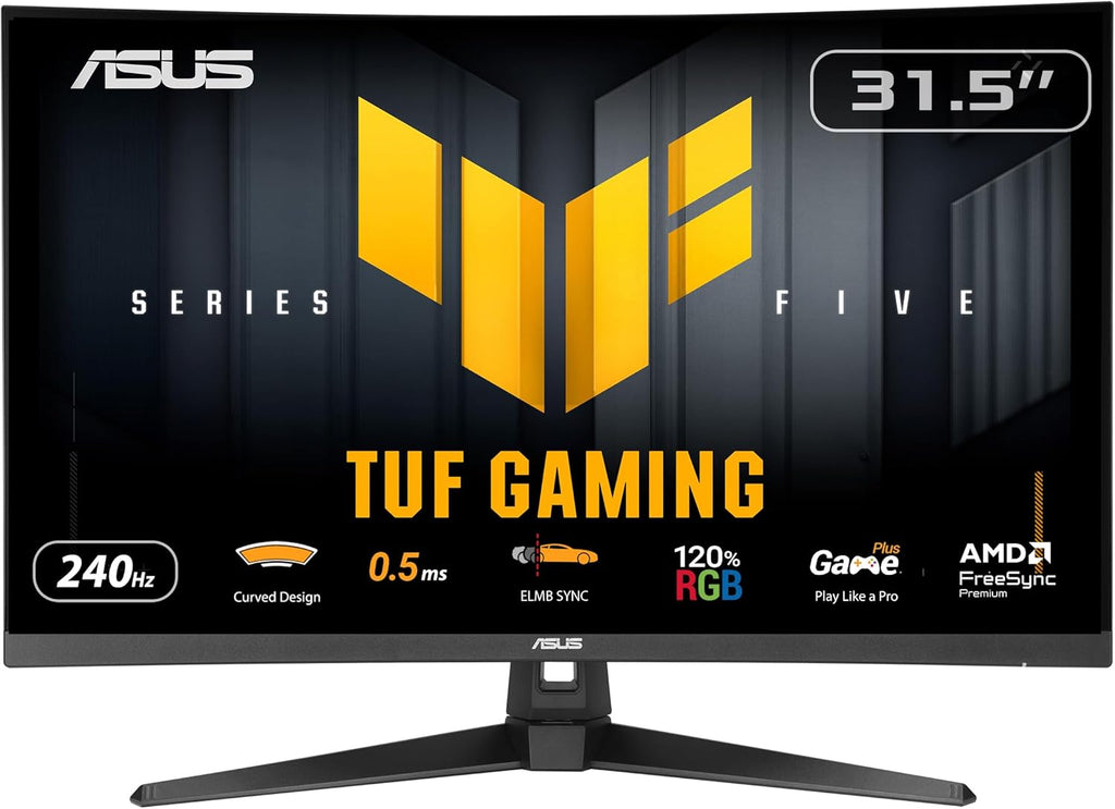 ASUS TUF Gaming Series 5 32” 1080P Curved Monitor (VG32VQM5AZ) - Full HD, 1500R, 240Hz, 0.5ms, Extreme Low Motion Blur Sync, FreeSync Premium, 120% sRGB, DisplayWidget, 3 yr Warranty