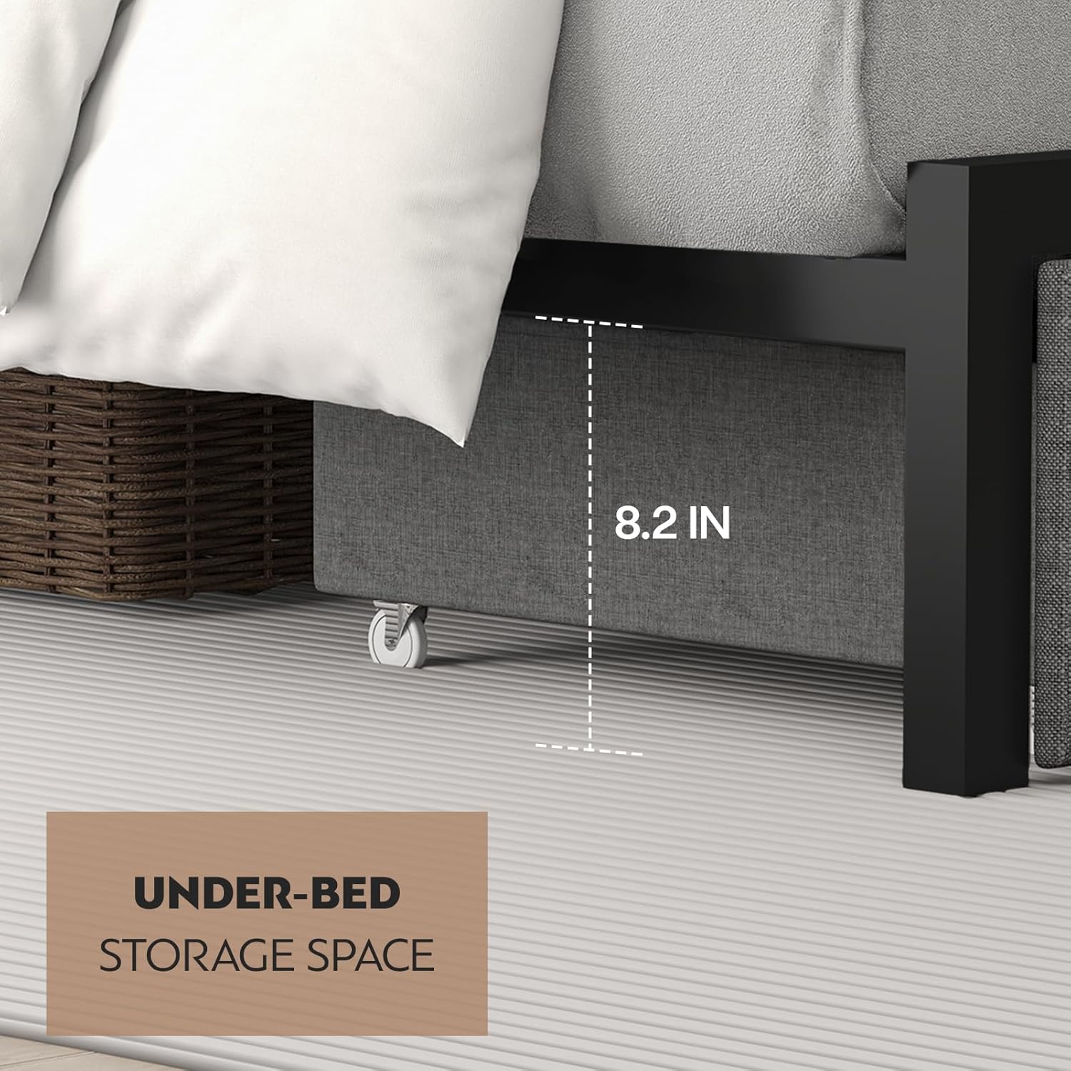 CIKUNASI Queen Size Bed Frame with Headboard and Storage, Drawers Platform Bed Frame with Storage Chargin Station LED Light Bedframe, Heavy Duty, No Box Spring Needed