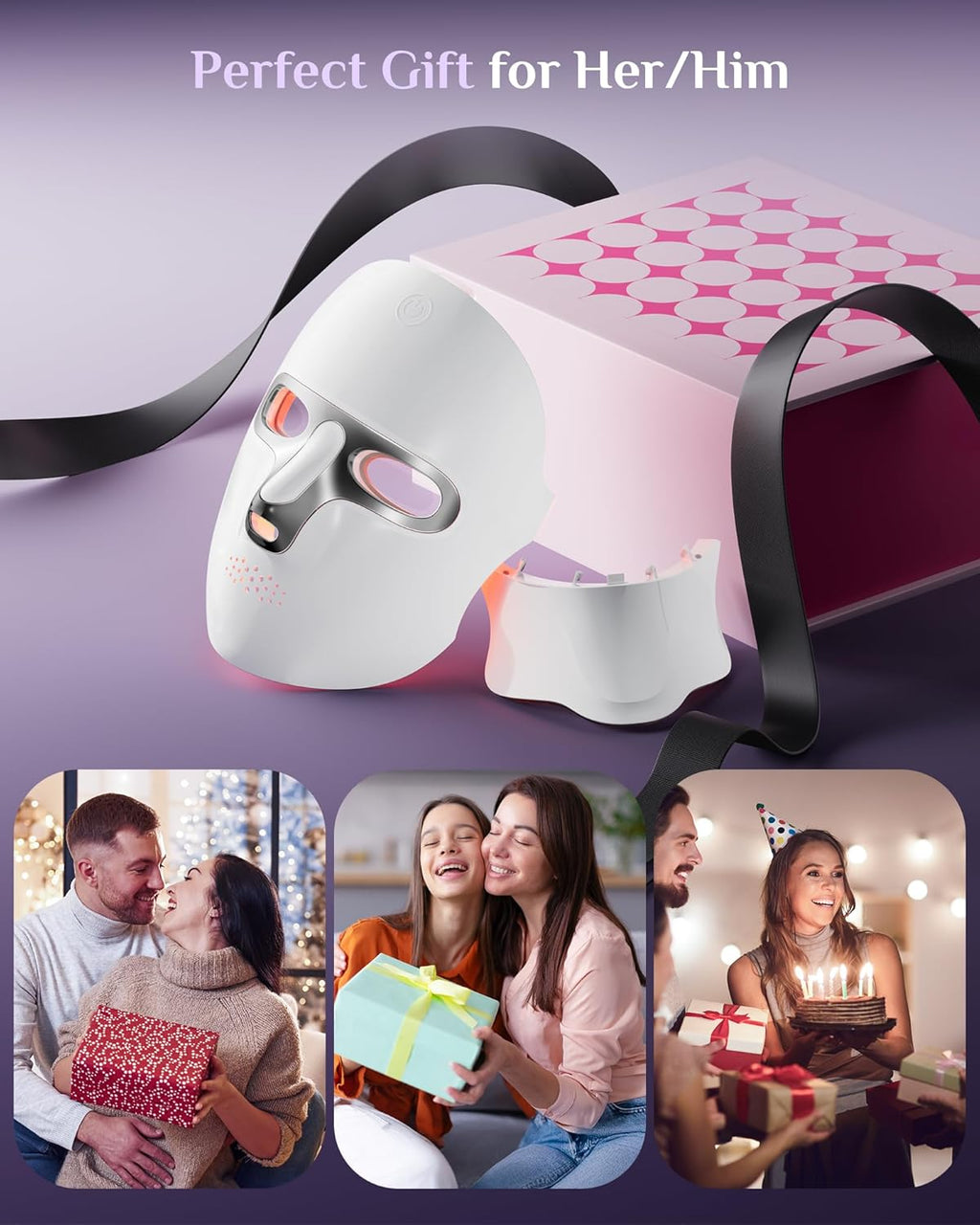 Red Light Therapy for Face- LED Light Therapy Mask Skin Care Mask,Cordless LED Face Mask face & Neck Red & Infrared Lights Masks Wavelength,USB C Rechargeable for Home Use Working Travel Yoga