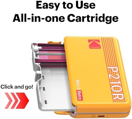 KODAK Mini 2 Retro 2x3 Portable Photo Printer, 98 Sheets, Bluetooth Smartphone Printer for iPhone & Android, Instant Color Prints, 4PASS Dye Sublimation, White