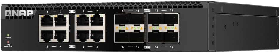 QNAP QSW-3216R-8S8T-US 16-Port Half-Width Rackmount 10GbE Unmanaged Switch for SMB/SOHO high-Speed Networking environmen