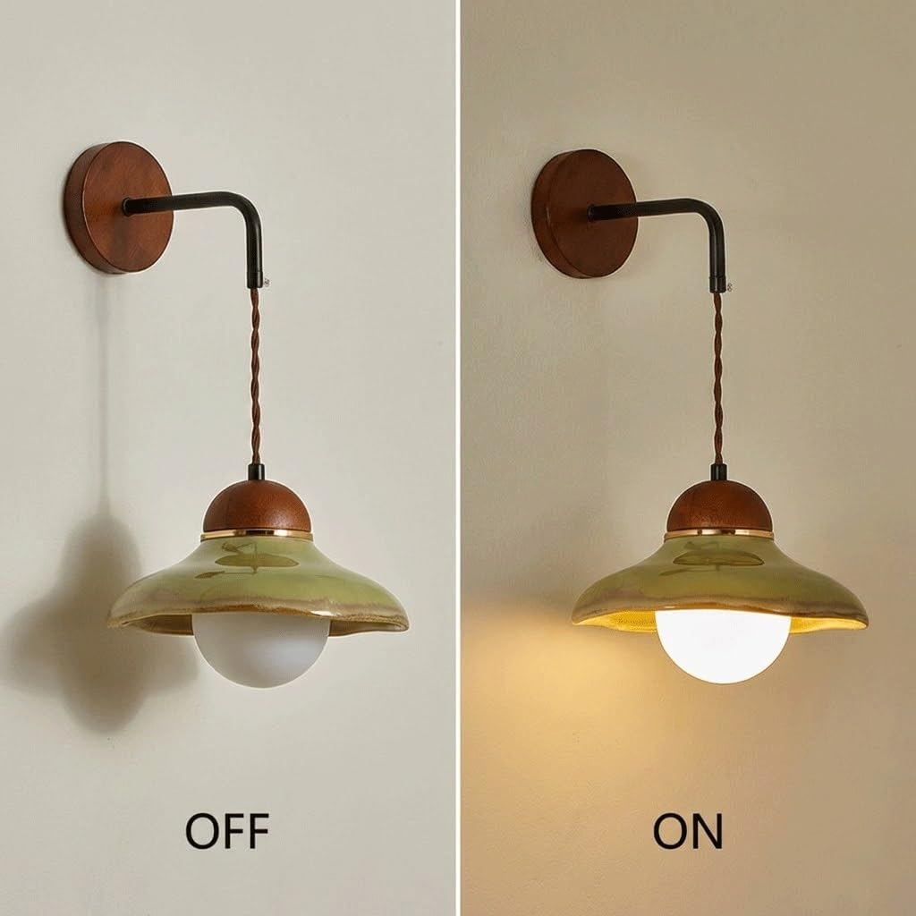 Mid-Century Artisan Iron Sconce, Handcrafted Industrial Wall Hanging Lamp with Rich Walnut Texture Finish; Elegant Decorative Lighting Fixture for Sophisticated Bedroom, Corridor and Studio