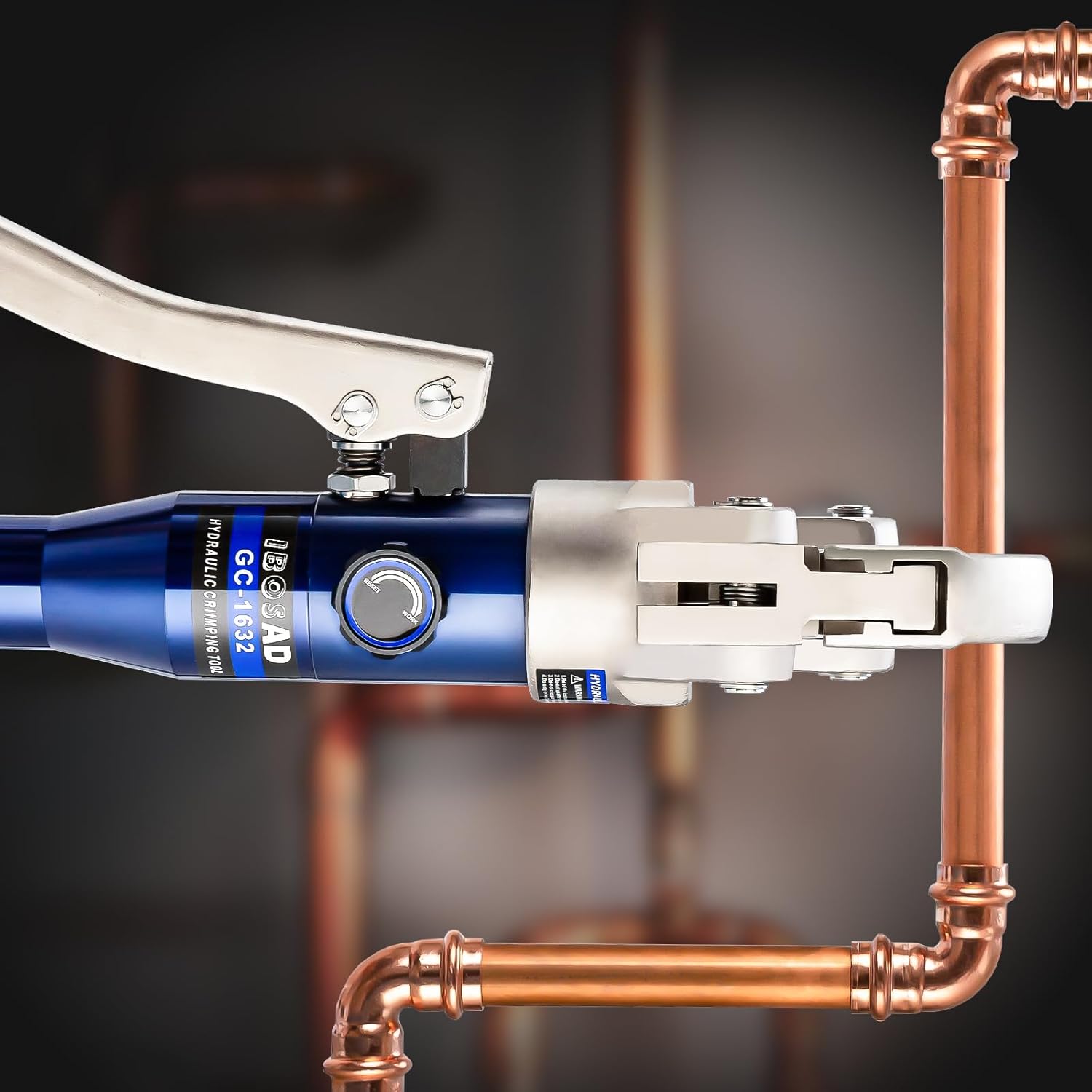 Copper Tube Fittings Hydraulic Pipe Crimping Tool with 1/2",3/4" and 1" Jaw Copper Pipe Press Crimper Pressing Pliers, with Pipe Cutter