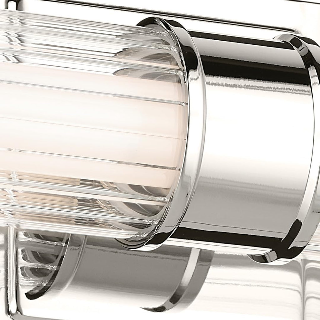 Kichler Laurene 18.5" LED Linear Bath Bar Vanity Light Fixture with Clear Fluted Glass in Polished Nickel for Bathroom Over Mirror (18.5" x 5" x 4.25") 55195PNLED