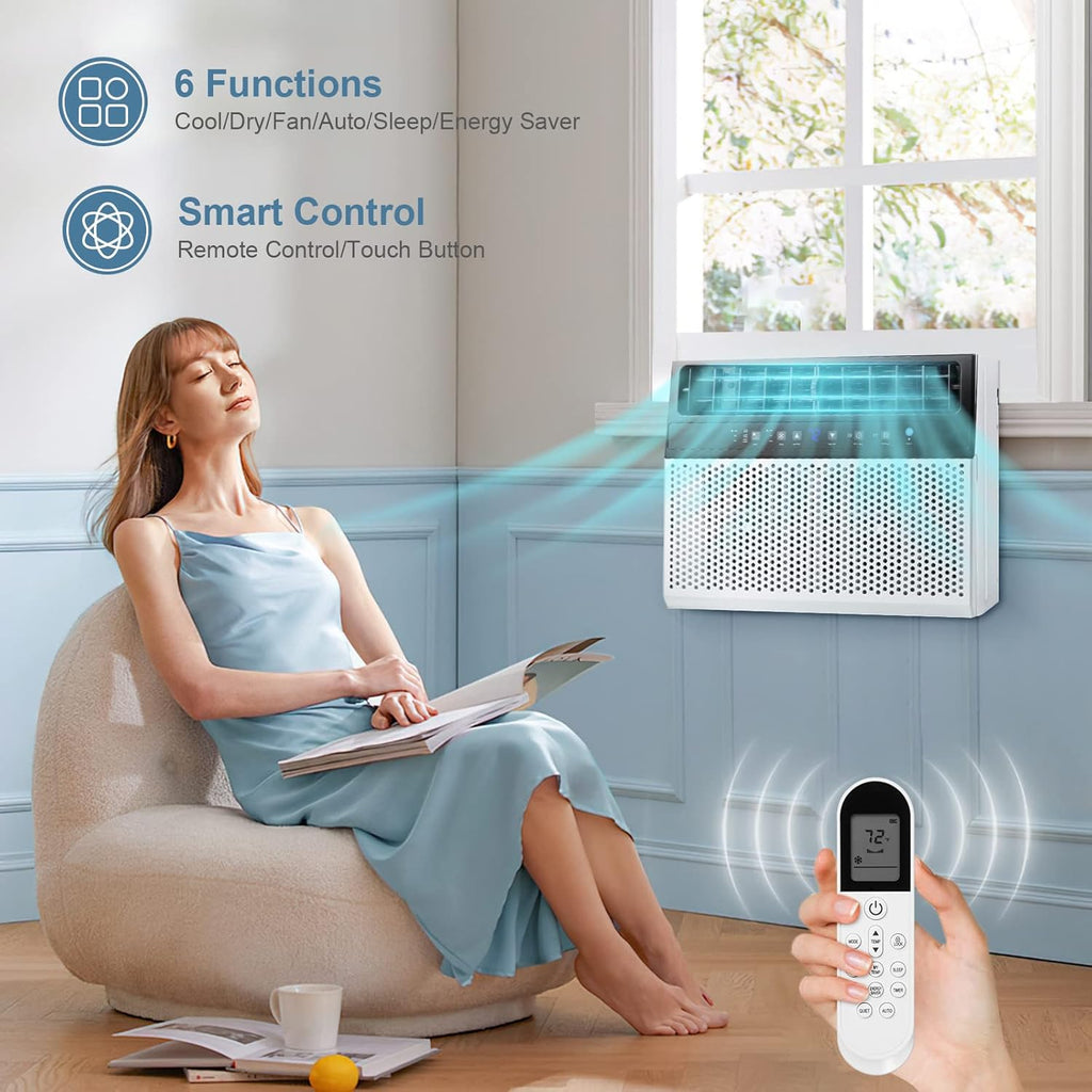 Antarctic Star 12,000 BTU Window Air Conditioners Cools up to 550 Sq. Ft, U-Shaped Air Condtioner Window Unit with 6 Modes 24H Timer, Energy-saving Window AC Units, Easy to Install, White