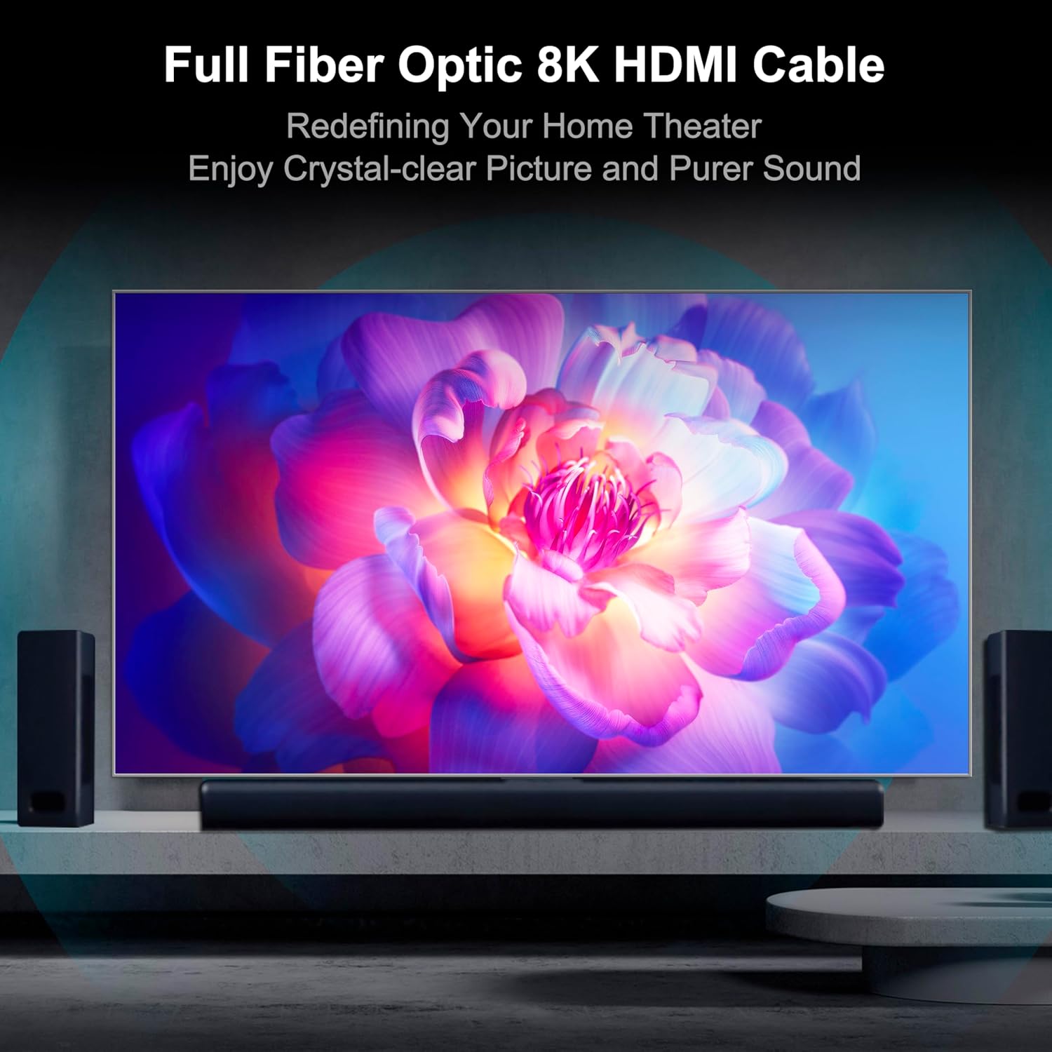 RUIPRO 8K Detachable Full Fiber Optic Armored HDMI 2.1 Cable 100FT, Ultra High Speed 48Gbps, Support 8K@60Hz 4K@120Hz, Dynamic HDR, eARC, Compatible with PS5/Xbox/Blu-ray/TV/Monitor/Projector