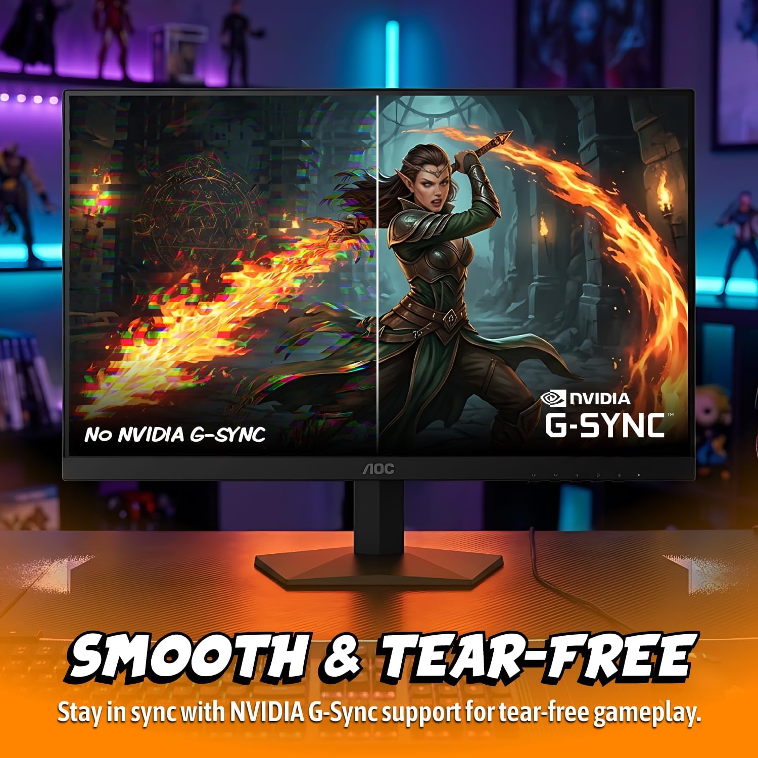 AOC 27 Inch QHD Gaming Monitor 240Hz 0.3ms, Overclock 260Hz, IPS, 2560x1440, G-Sync Compatible, HDR Ready, DisplayPort 1.4 HDMI 2.0, VESA Mount, 3-Year Zero-Bright-Dot, Q27G41ZE