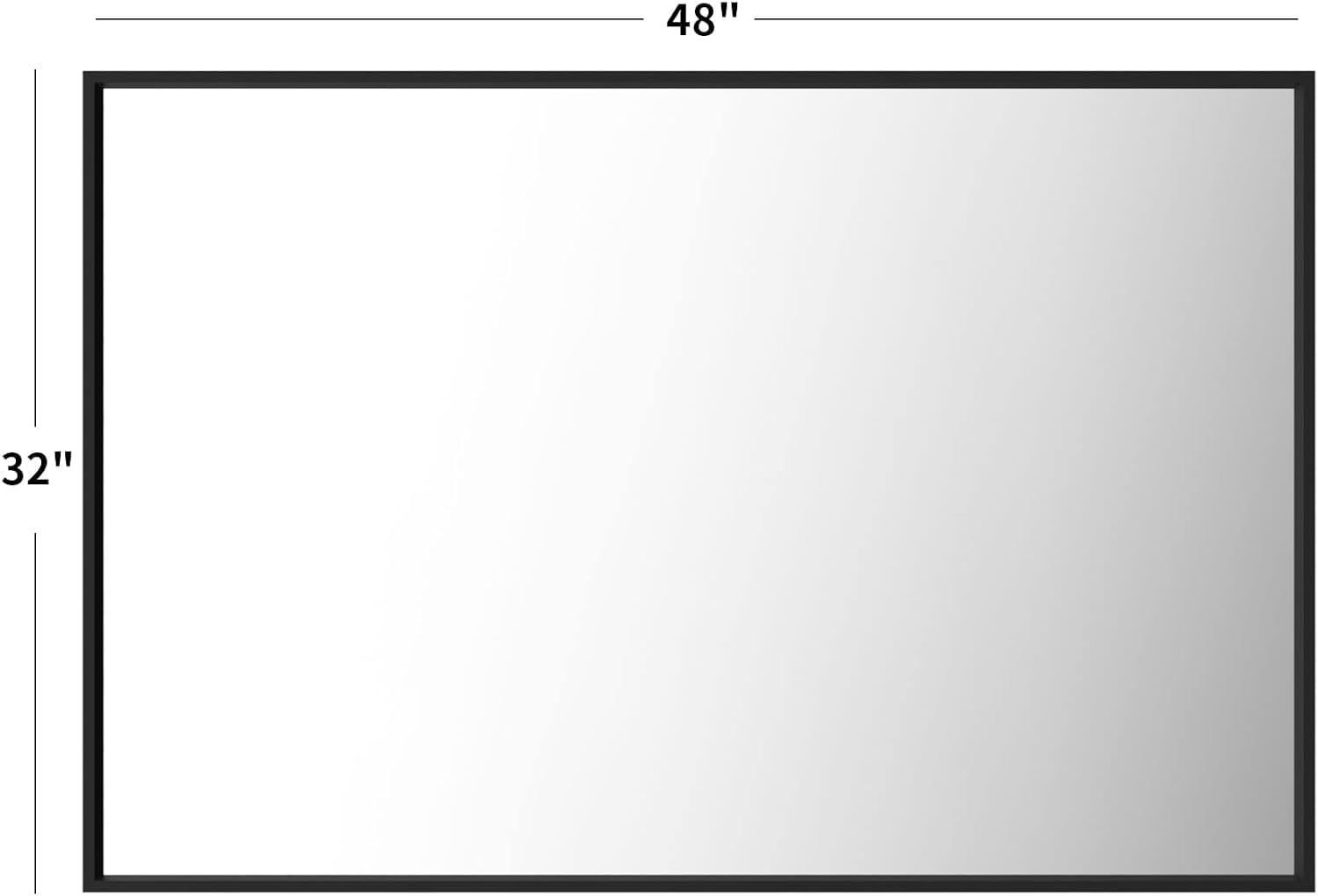 LOAAO 48"X32" Black Rectangle Bathroom Mirror Wall, Matte Black Aluminum Alloy Frame, Tempered Glass, Hangs Vertically or Horizontally, Easy to Install