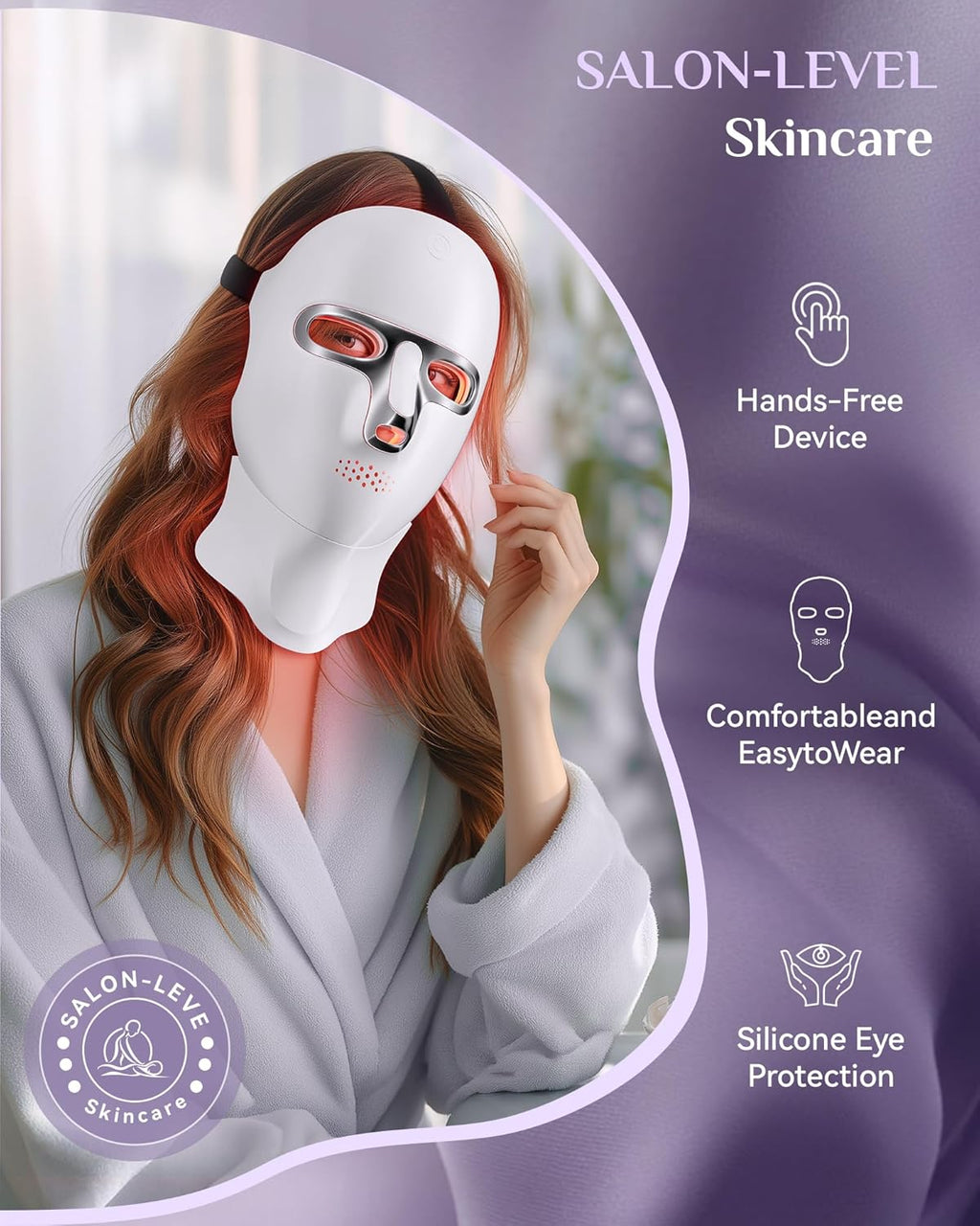 Red Light Therapy for Face- LED Light Therapy Mask Skin Care Mask,Cordless LED Face Mask face & Neck Red & Infrared Lights Masks Wavelength,USB C Rechargeable for Home Use Working Travel Yoga
