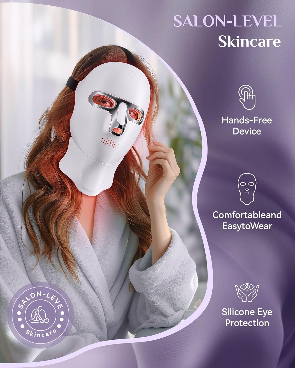 Red Light Therapy for Face- LED Light Therapy Mask Skin Care Mask,Cordless LED Face Mask face & Neck Red & Infrared Lights Masks Wavelength,USB C Rechargeable for Home Use Working Travel Yoga