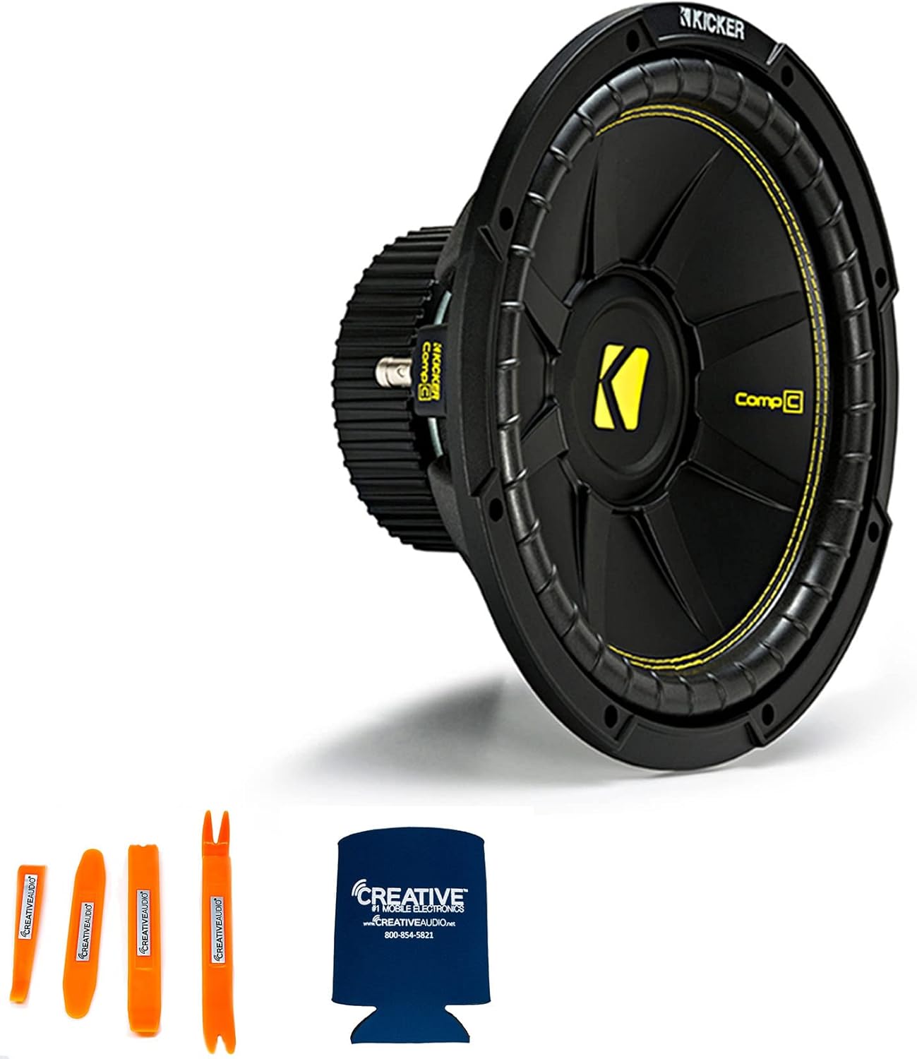 Kicker 12 Inch Bass Bundle 2 44CWCS124 Subwoofers with CXA8001 and amp Wire kit