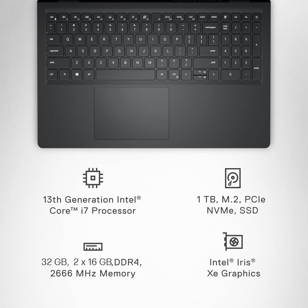 Dell 15 Laptop Touchscreen, Intel Iris Xe(Beats UHD Graphics), 16GB RAM(Dual-Channel), 1TB SSD, Intel 13th i7-1355U(10-Core), 15.6" FHD Anti-Glare Display, Wi-Fi 6, Long Battery Life, Win 11 Pro