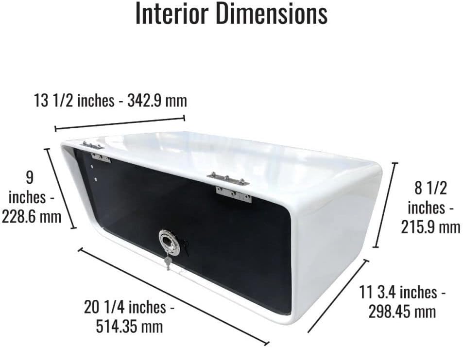 Fishmaster T-Top Electronic Box for Center Console Boats - Marine Grade, Water-Resistant Storage, Lock, Powder Coated White Mounting Brackets Included